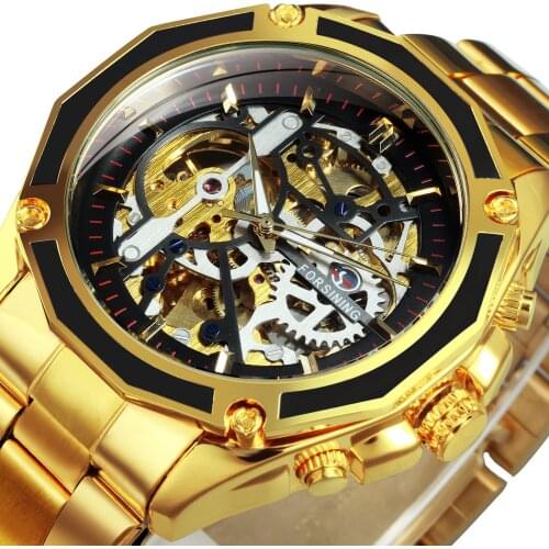 FORSINING Gold Watch Men Luxury Mechanical Watches Mens Skeleton Wristwatch Dropshipping 2020 Best Selling Products часы мужские