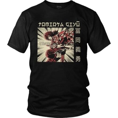 Demon Slayer Tomioka Giyu Kimetsu No Yaiba T Shirt for Men Cotton Printed T-shirts Funny Tshirt Short Sleeve Japan Manga Tee Top