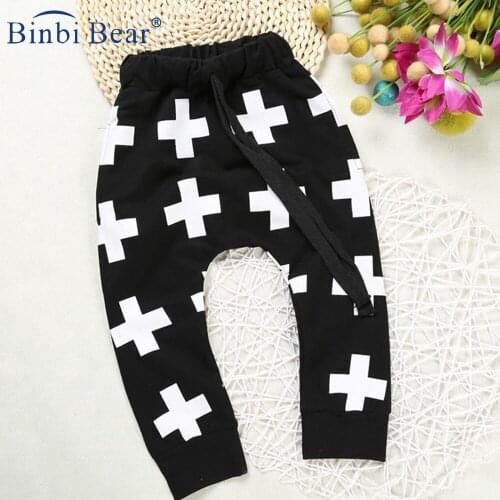 Childrens Clothing 2021 Autumn Cotton Cross Print Kids Toddler Baby Pants Boys And Girls Casual Harem Trousers Children Clothes