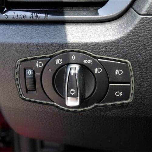 For BMW X1 E84 stainless steel Carbon Fiber Headlight Switch Buttons frame Cover Trim Auto Interior Stickers Trim Car Styling