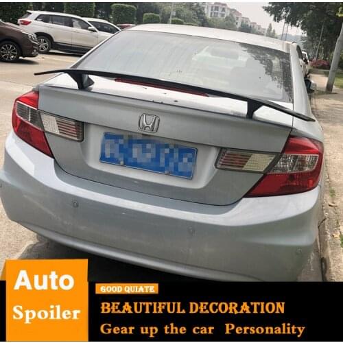 For Honda Civic Spoiler Sport ABS Plastic Material Car Rear Wing Trunk Rear Spoiler With Led Light Fit Civic 2012/2013/14/2015