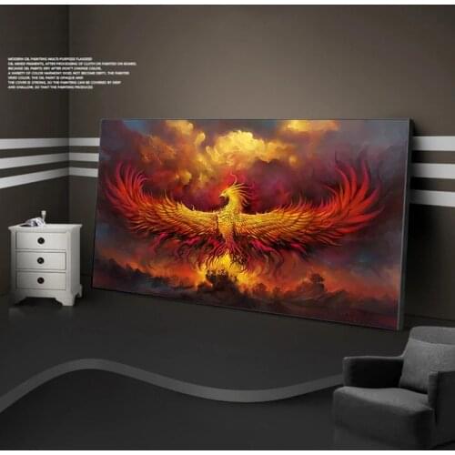 Canvas Painting for living room HD Gold Phoenix Game Poster and Prints Hoom Decor wall art Abstract Animal cartoon Oil Painting