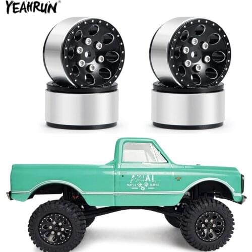 YEAHRUN 4Pcs Aluminum Alloy Wheel Rims Beadlock Wheel Hub For 1/24 Axial SCX24 90081 RC Crawler Car Parts