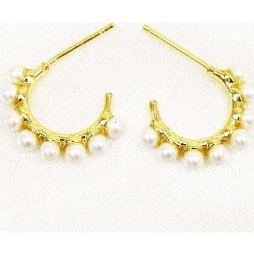 10 Pairs Round Hoop Earrings shell Pearls Stud earrings Gold Hoop earrings Accessories Gold earrings Gift for women jewelry 8496