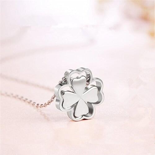 Pure 925 Sterling Silver Necklace Girl Jewelry Lucky Princess Clover Pendant Necklace For Women Accessories Silver Necklace Gift
