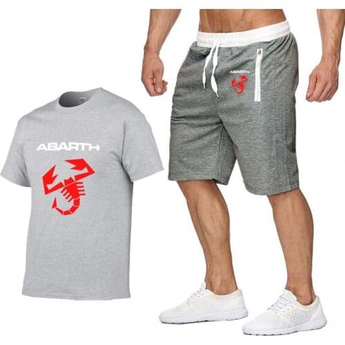 Mens Short sleeve Abarth Car Logo Summer Mens t Shirt HipHop Harajuku T-Shirt high quality Cotton T Shirts pants suit Sportswear