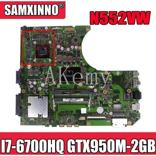 N552VW N552VX Laptop motherboard W/ I7-6700HQ GTX950M-2GB For Asus VivoBook Pro N552VW N552VX N552V original mainboard HM170