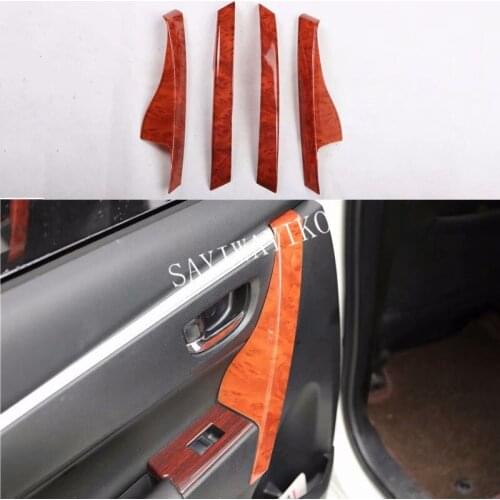 4PCS Special Print Front Rear Inner Door Side Armrest Handle Cover Overlay Sticker For Toyota Corolla 2014-2018