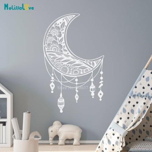 Moon Wall Decal Stickers Moon Mandala Home Nursery Room Bedroom Decoration Gift Removable Vinyl Wallpaper BA488