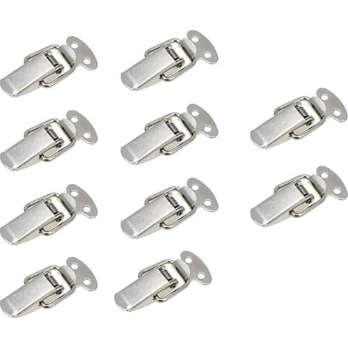 New 10Pcs Spring Toggle Latch Toolbox Latch Cabinet Box Locks Stainless Steel Mini Spring Loaded Buckle Latch For Luggage Case