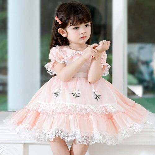 21 New Boutique Girls' Dress Summer Child Princess Dress Baby Puff Sleeve Cotton Embroidered Spanish Childrens Party Clothes