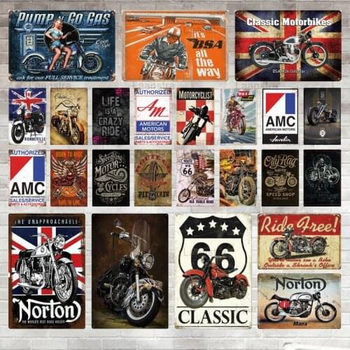 Tin Signs Plaque Metal Retro Motorcycle Metal Sign Vintage Poster Wall Classic Decor For Cafe Bar Pub Motorcycle Club Iron Plate
