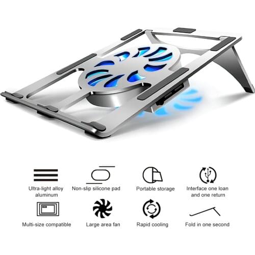 Laptop Stand Computer Radiator Foldable Air Cooling Bracket Ergonomics Holder with USB Port Universal for Laptop Macbook Office