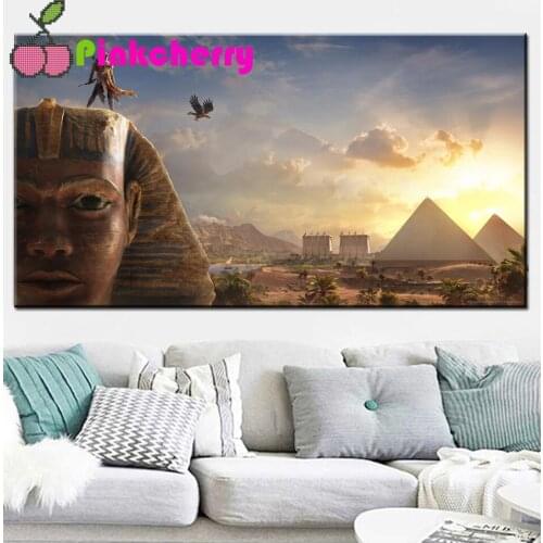 Full Drill Diamond Painting Cross Stitch 5D DIY Diamond Embroidery Egyptian Indian Pyramids Decoration Large k849