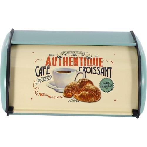 Retro Practical Iron Structure Decorative Bread Box Lightweight Snack Storage Roll Up Top Kitchen Rust Proof Home