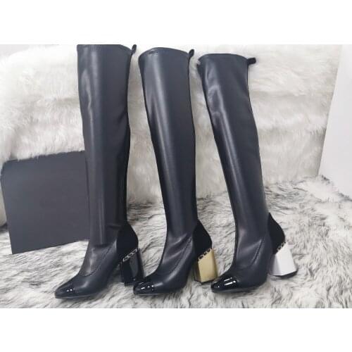 Real Pictures Winter Red Suede Round Toe Over The Knee Boots Thick Heels Woman Fashion Tight High Boots Stretch Long Boots
