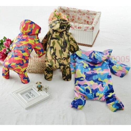 S/M/L/XL Pet Dog Clothes Puppy Camouflage Raincoat Hoodie Hooded Rain Coat Small Dogs Pet Jacket 10PCS