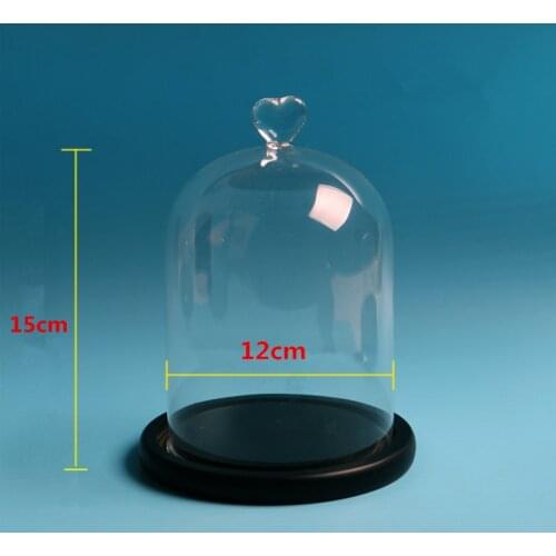 12*15cm Black Base Heart Top Glass Dome Home Decoration Diameter=12cm Height=15cm Glass Cover Wedding Favor Gift