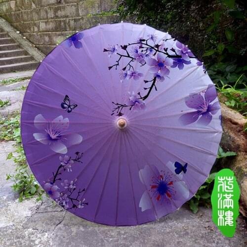 Delicate Purple Flower Oiled Paper Umbrella Ancient Chinese Style Handmade Decorated Women Dance Parasol Props Gift Umbrella