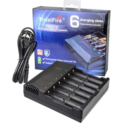 TrustFire TR-012 Universal Digicharger Intelligent 6 Slots Battery Charger for 18650 18350 16340 14500 AA AAA Lithium Batteries