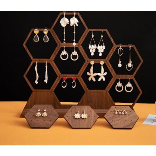 Honeycomb Jewelry Earrings Necklace Storage Rack Holder Jewelry Stand Earrings Ear Studs Display Board