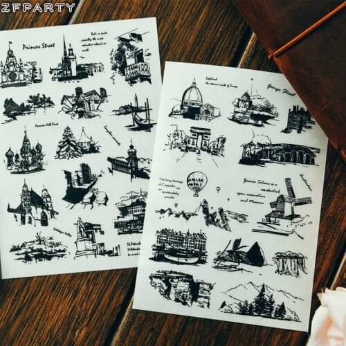 ZFPARTY Travel Rub On set for Scrapbooking DIY Projects/Photo Album/Card Making Crafts