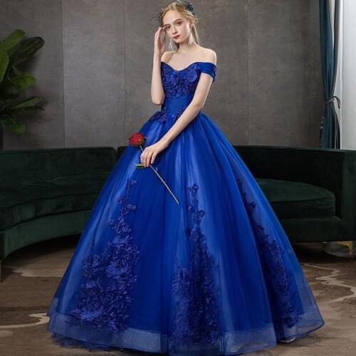 Off The Shoulder Quinceanera Dresses Royal Blue Vestido De Quincianera Sweet 16 Dresses Gala Ball Gown Dresses Vestido Debutante