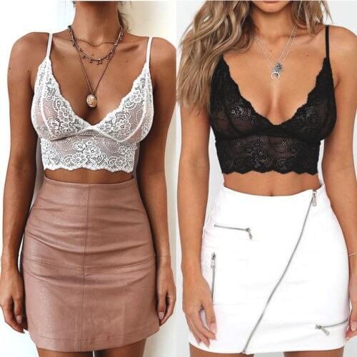 Women Sexy Floral Summer New Lace Bralette Crop Tops Bandeau Ladies Bra Tanks Short Tops Fashion Girl Vest Sleepwear Underwear