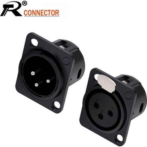 10pcs/lot 3 Pin XLR Male/Female Panel Mount Metal Shell Nickel Plated 3 Poles XLR Socket Chassis MIC Microphone Connector