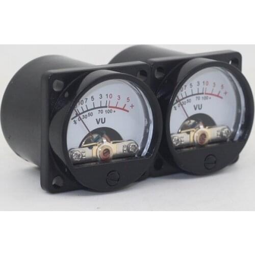 2PCS Drive Board 34mm VU Meter Radio Meter Head Tube Amplifier Warm Backlight 6-12V Light Level Home Audio Meters DB Mini Size