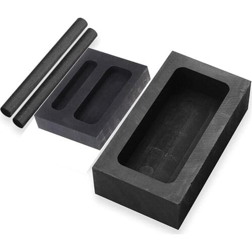 4 Pieces Graphite Ingot Mold Stir Rod Stick Set, 2PCS 1 KG Graphite Crucible Mould, 2PCS 15cm Graphite Stir Rod Stick