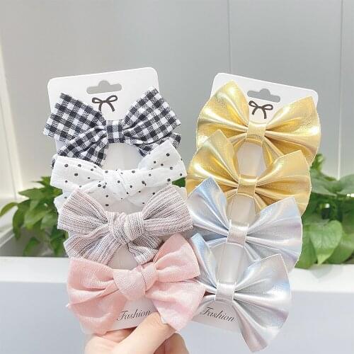 4Pcs/set 2021 New Sweet Leopard Printed Hair Clips For Cute Girls Bowknot Barrettes Safty Hairpin Headwear Kids Hair Accessories