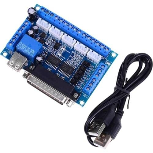 5 Axis Breakout Board Optocoupler Isolation with USB Cable for stepper Motor Driver MACH3 Parallel Port Control