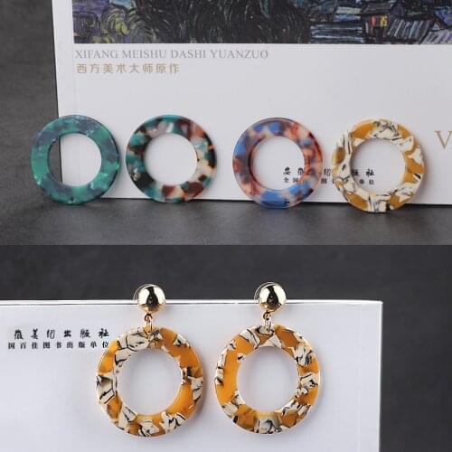 6pcs Acetic Acid Single Hole Hollow Earrings For Women Girl Personality Simple Earrings Round Earrings Diy Jewelry Accessories