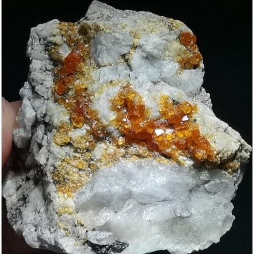 61.8g.Rare natural garnet crystal hexagonal point feldspar mica brass multi mineral crystal symbiotic halo energy healing