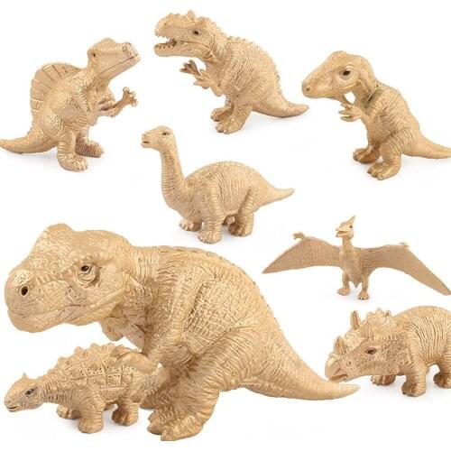 8PCS/set Simulation Animal Mini Cute Golden Dinosaur Model Figure Doll Boys Girls Toys Scenario Car Ornaments Kids Puzzle Gift