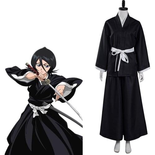 Anime Bleach Kuchiki Rukia Cosplay Costume Japanese Kimono Outfits Halloween Carnival Party Fancy Suit