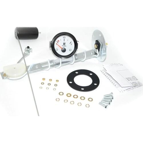 2" 52mm White Face Fuel Level Gauge Car Meter with Fuel Float Sensor White LED Light Black Rim Automotive Gauges 12V