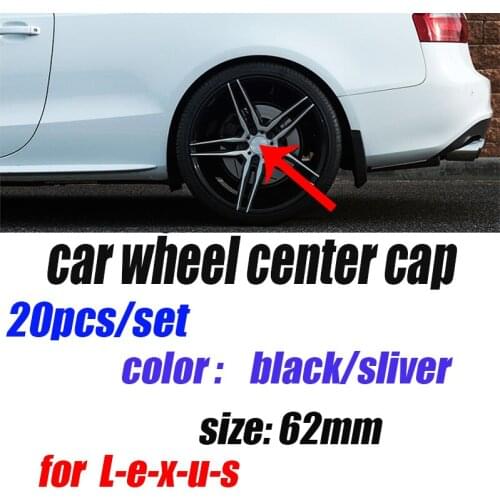 Free Shipping 20Pcs ABS Black/Silvery 62mm 6.2cm Auto Wheel Center Cap Covers Wheel Hub Cap for Lexus Car Accessorie