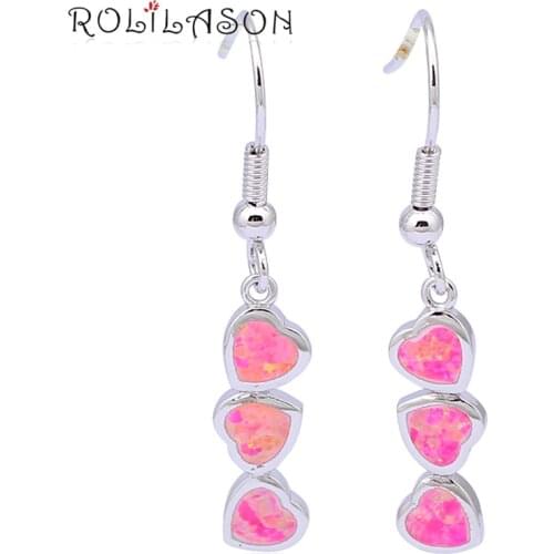Bijouterie Red Heart Wholesale & Retail Red Fire Opal Silver Stamped Drop Earrings for women Fashion Jewelry OES540