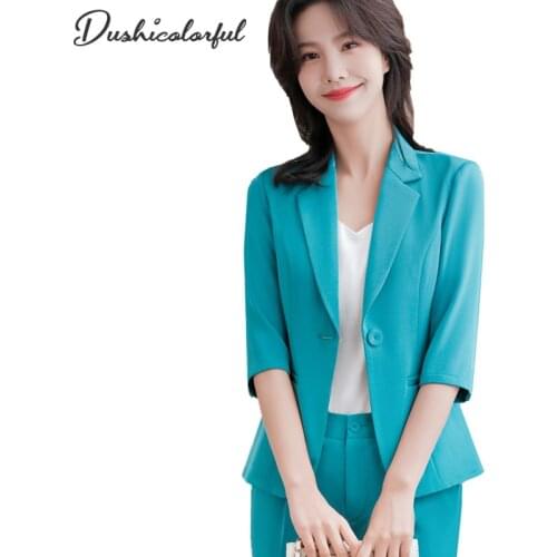 Spring Womens Jacket Candy Color office suit Half Sleeve Slim Blazer Green One Button Womans Coat Jacket Female Oversize 5XL