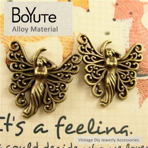 BoYuTe (40 Pieces/Lot) 26*26.5MM Wholesale Antique Bronze Plated Zinc Alloy Butterfly Pendant Fairy Diy Jewelry Making
