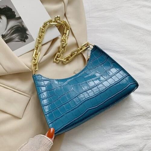 D0LF Retro Crocodile Pattern Shoulder Bag For Women PU Leather Armpit Bag France Underarm Bag Casual Female Handbags Advanced