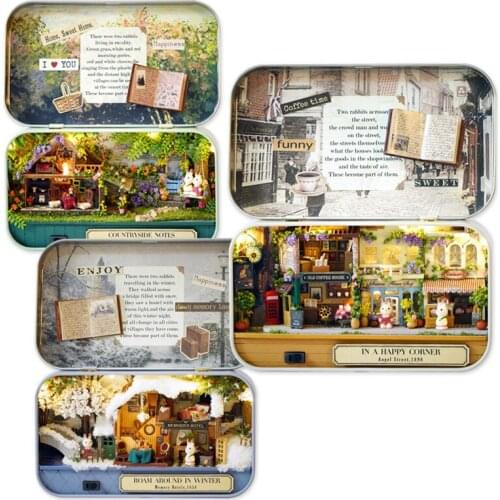 Wisdom House Diy Cabin Box Theater Toys Assembling Wooden Models Home Decor Christmas Decorations Fairy Garden Miniatures