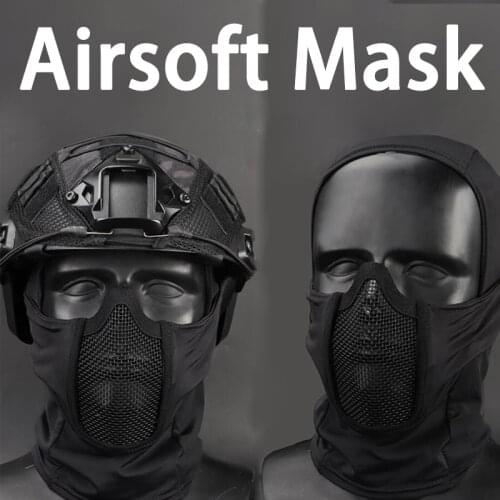 Classic Balaclava Full Face Airsoft Mask Tactical Mesh Steel Headgear Mouth Nose Protective Paintball Mask Military Accessories