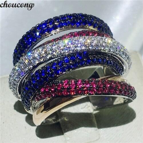 Choucong Big Across Promise Ring Rose Gold Color Micro pave AAAAA cz Wedding Band Rings For Women men Party Jewelry Gift
