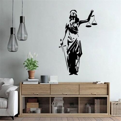 Lady Justice Wall Sticker Lawyer Office Wall Decal Vinyl Court Home Decor Room Decoration Poster Wall Decor