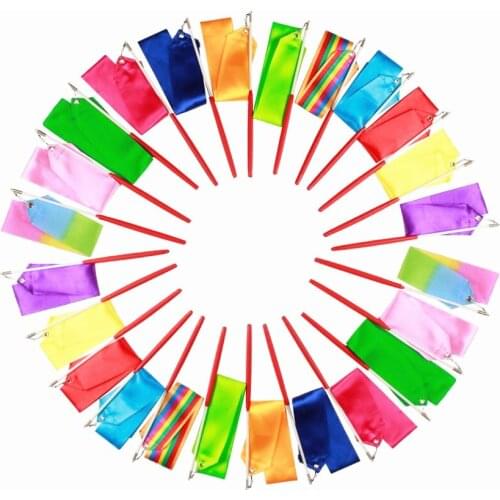 2M 4M 6M Colorful Gym Ribbons Dance Ribbon Rhythmic Art Gymnastics Ballet Streamer Twirling Rod Rainbow Stick Training