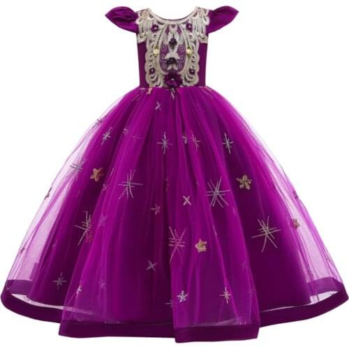 Summer Dress for Girls Wedding Flower Embroidery Long Princess Elegant Party Evening Dresses Children Clothing 2-12 Years