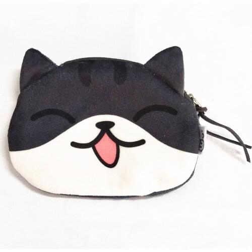 M130 Cute Cartoon Pets Kitty Cat Personality Plush Coin Purse Wallet Card Bag Girl Women Student Gift Wholesale